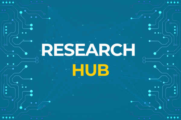 The words 'Research Hub' displayed against a blue background 