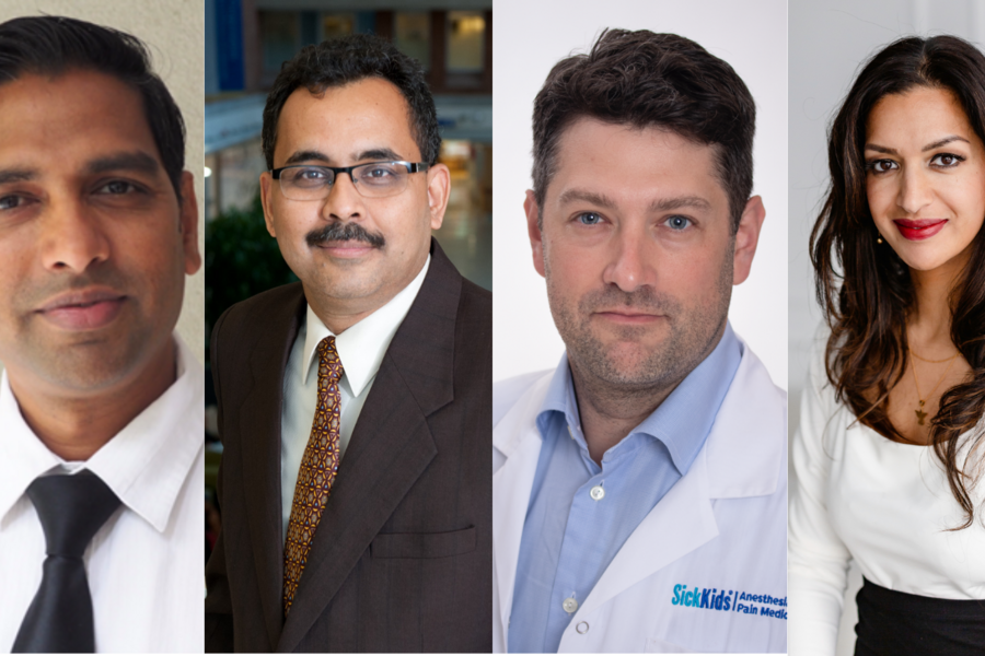 Photo collage of Drs. Ilavajady Srinivasan, Lakshmikumar Venkat Raghavan, Neil Goldenberg and Deepa Kattail