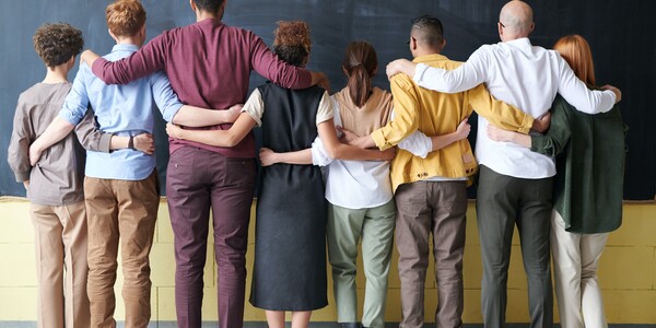 group of people hugging