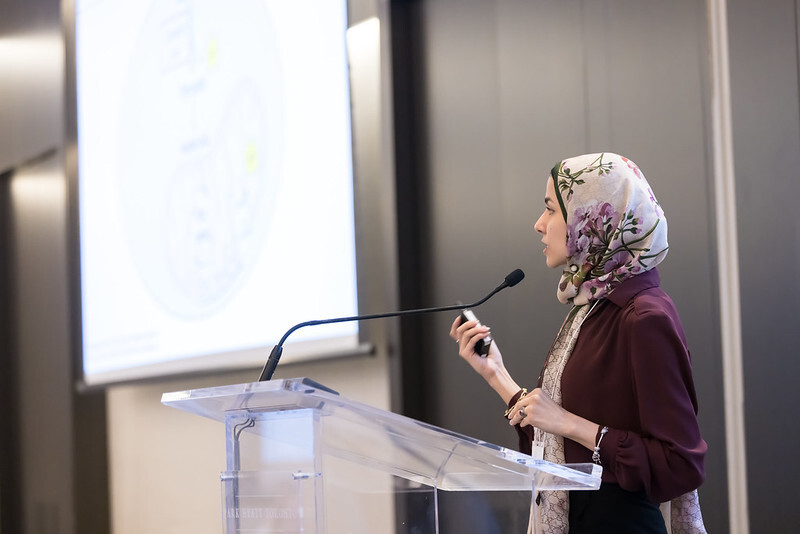 A person giving an oral presentation
