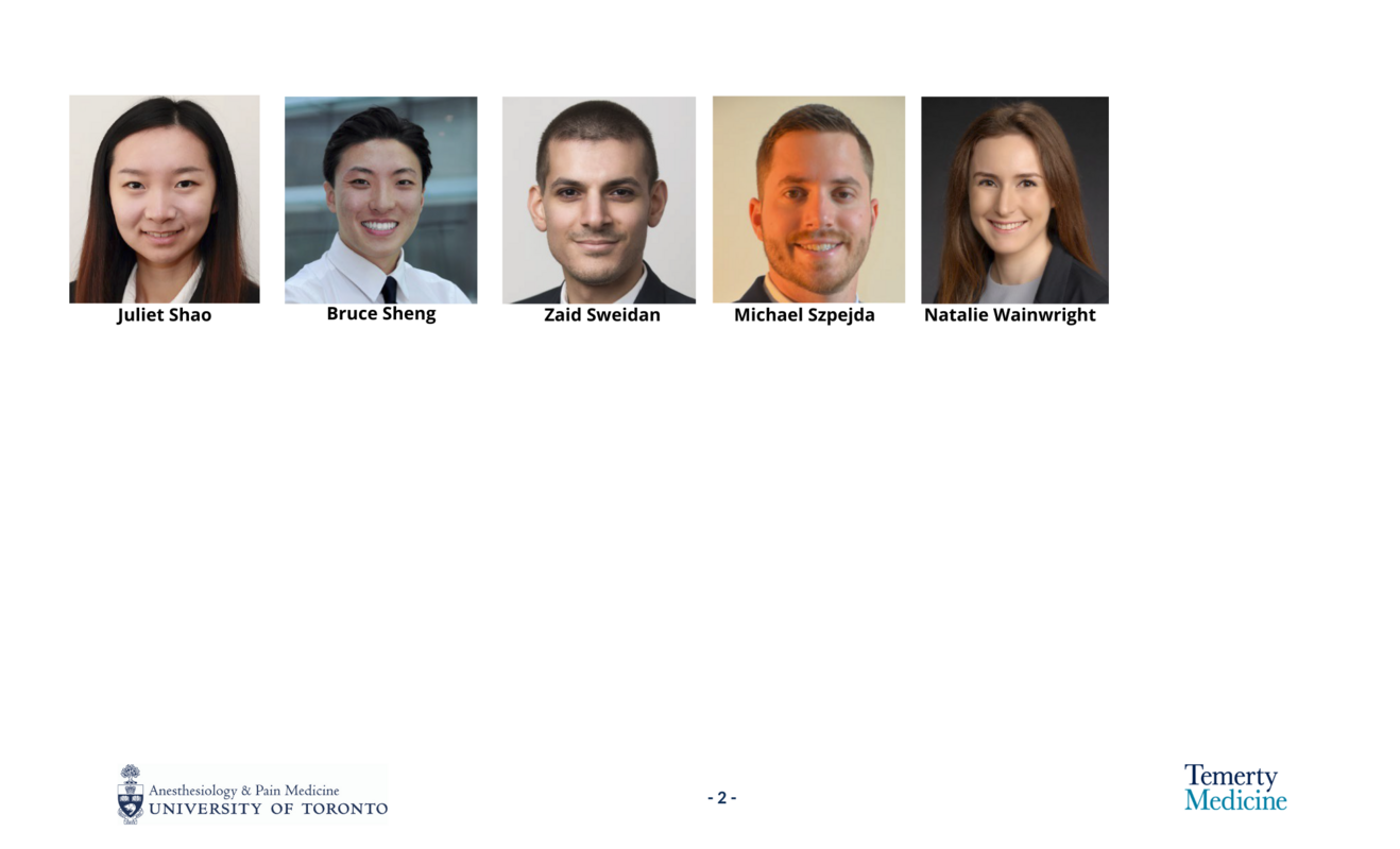 Residency Trainees Department of Anesthesiology and Pain Medicine