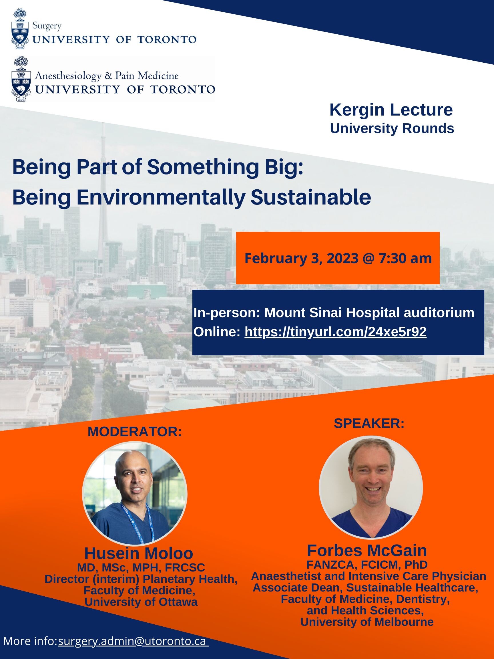 Kergin Lecture: "Being Part of Something Big: Being Environmentally Sustainable"