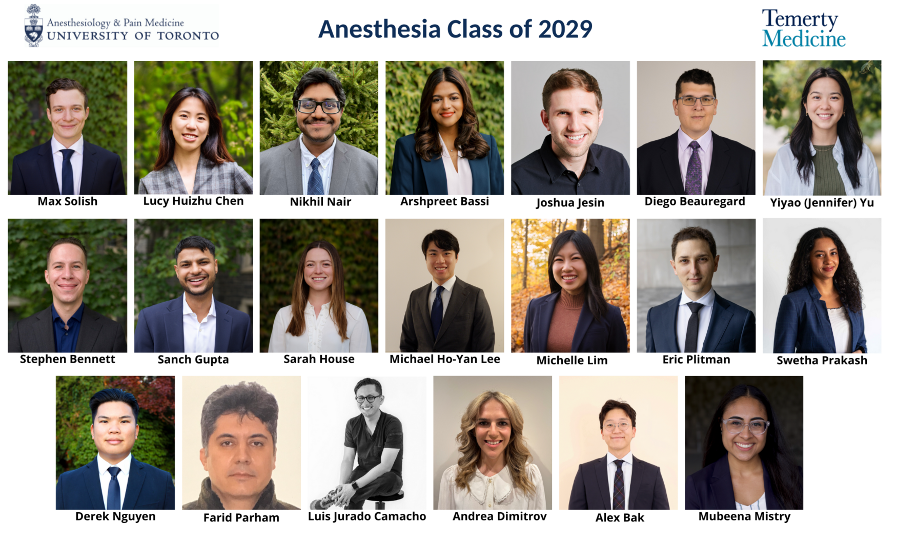 Collage of the anesthesia residency class of 2029