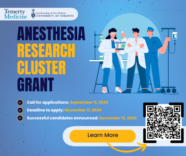 Anesthesia Research Cluster Grant. Applications due by November 11, 2024.